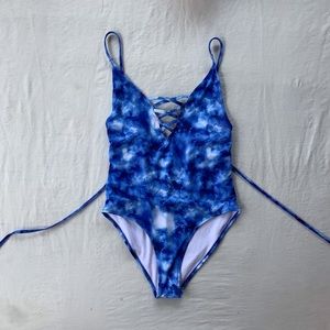 Blue Tie Dye One Piece Swimsuit